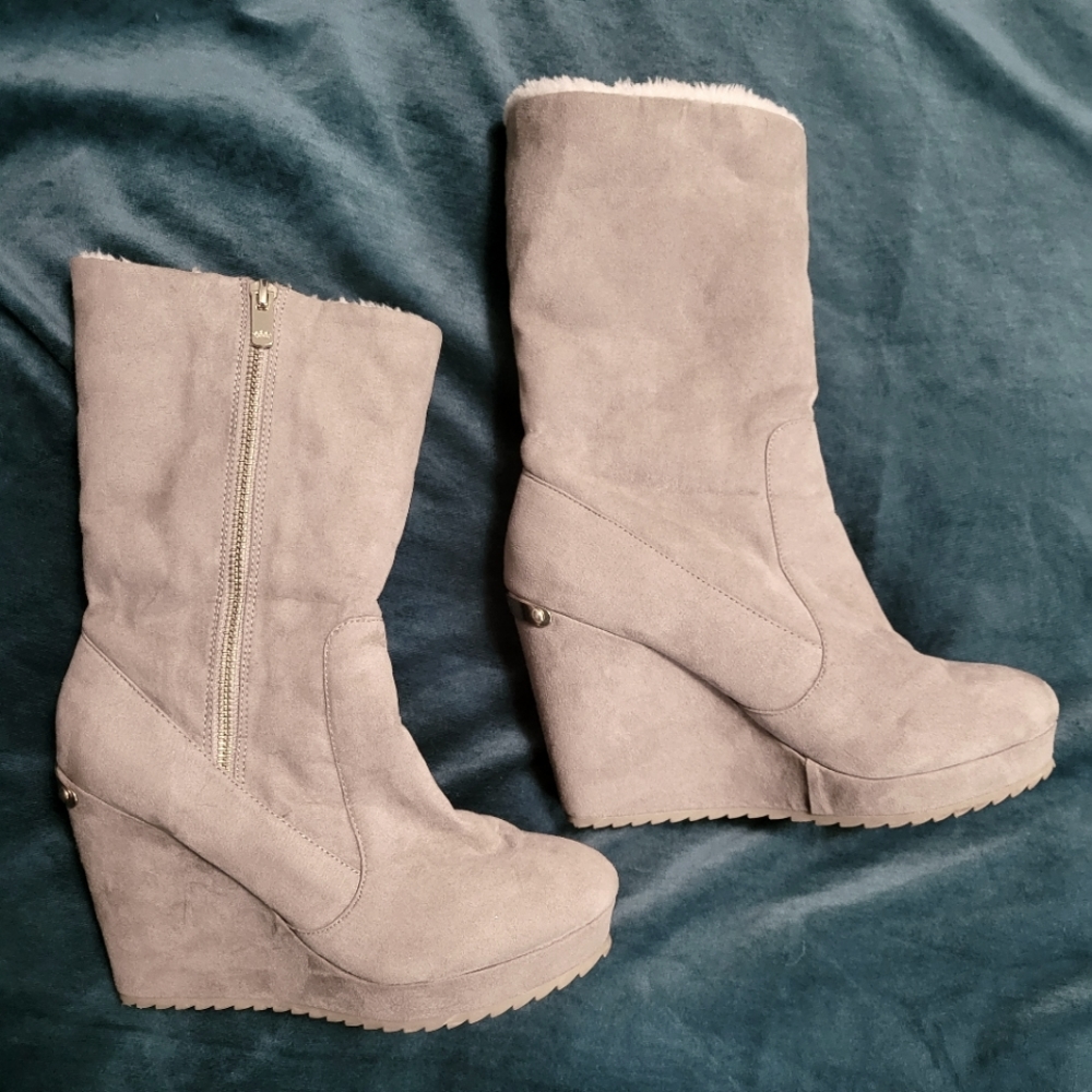 Juicy Couture Taupe Kasia Wedge Boots/Booties 8